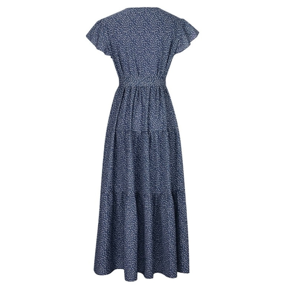 Navy White Leopard Print Summer Maxi Dress - Picture 3 of 12